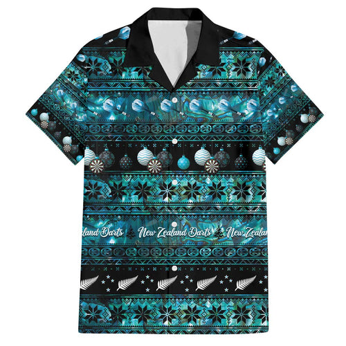 New Zealand Darts Christmas Family Matching Off The Shoulder Long Sleeve Dress and Hawaiian Shirt Merry Xmas Aotearoa Maori Paua Shell - Aussie Hoodie