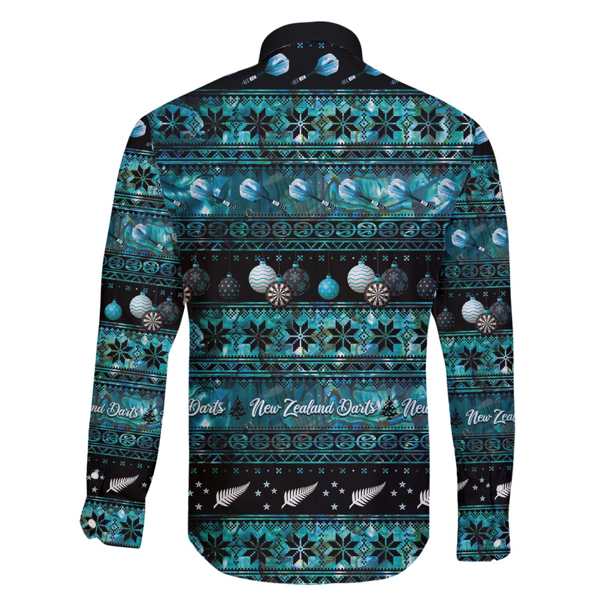New Zealand Darts Christmas Family Matching Off The Shoulder Long Sleeve Dress and Hawaiian Shirt Merry Xmas Aotearoa Maori Paua Shell - Aussie Hoodie