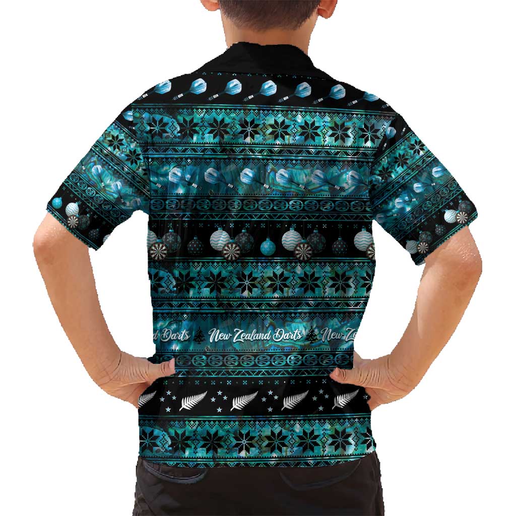 New Zealand Darts Christmas Family Matching Off Shoulder Maxi Dress and Hawaiian Shirt Merry Xmas Aotearoa Maori Paua Shell - Aussie Hoodie