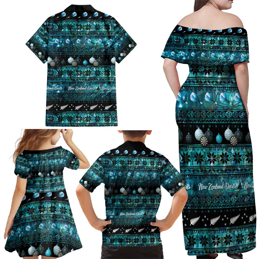 New Zealand Darts Christmas Family Matching Off Shoulder Maxi Dress and Hawaiian Shirt Merry Xmas Aotearoa Maori Paua Shell - Aussie Hoodie