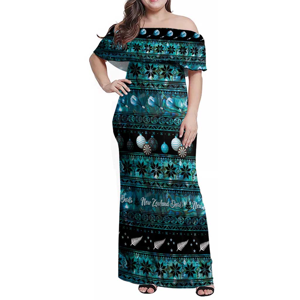 New Zealand Darts Christmas Family Matching Off Shoulder Maxi Dress and Hawaiian Shirt Merry Xmas Aotearoa Maori Paua Shell - Aussie Hoodie