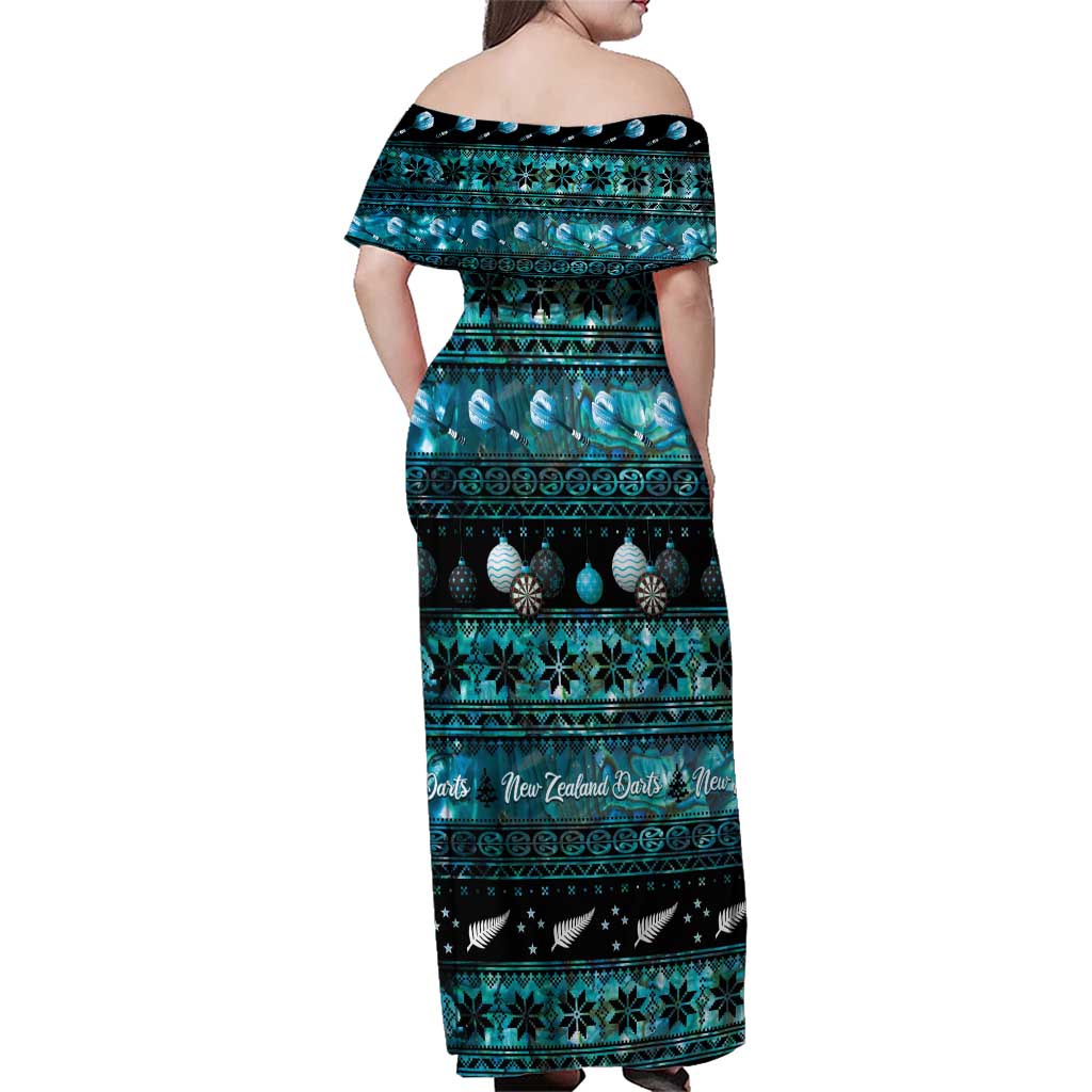 New Zealand Darts Christmas Family Matching Off Shoulder Maxi Dress and Hawaiian Shirt Merry Xmas Aotearoa Maori Paua Shell - Aussie Hoodie