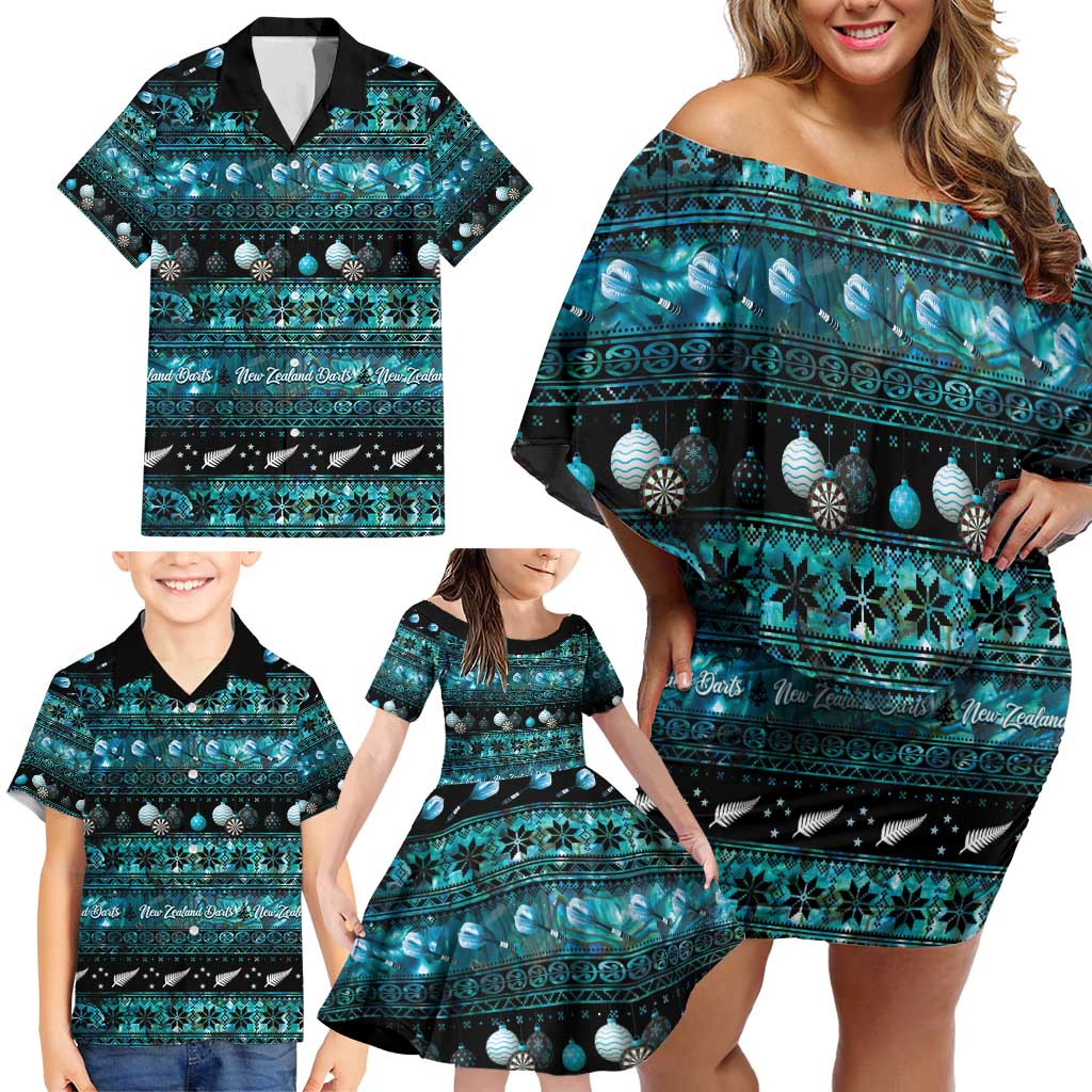 New Zealand Darts Christmas Family Matching Off Shoulder Short Dress and Hawaiian Shirt Merry Xmas Aotearoa Maori Paua Shell - Aussie Hoodie