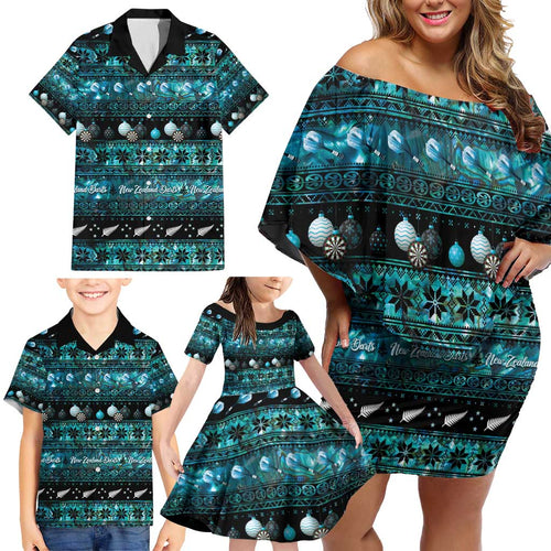 New Zealand Darts Christmas Family Matching Off Shoulder Short Dress and Hawaiian Shirt Merry Xmas Aotearoa Maori Paua Shell - Aussie Hoodie
