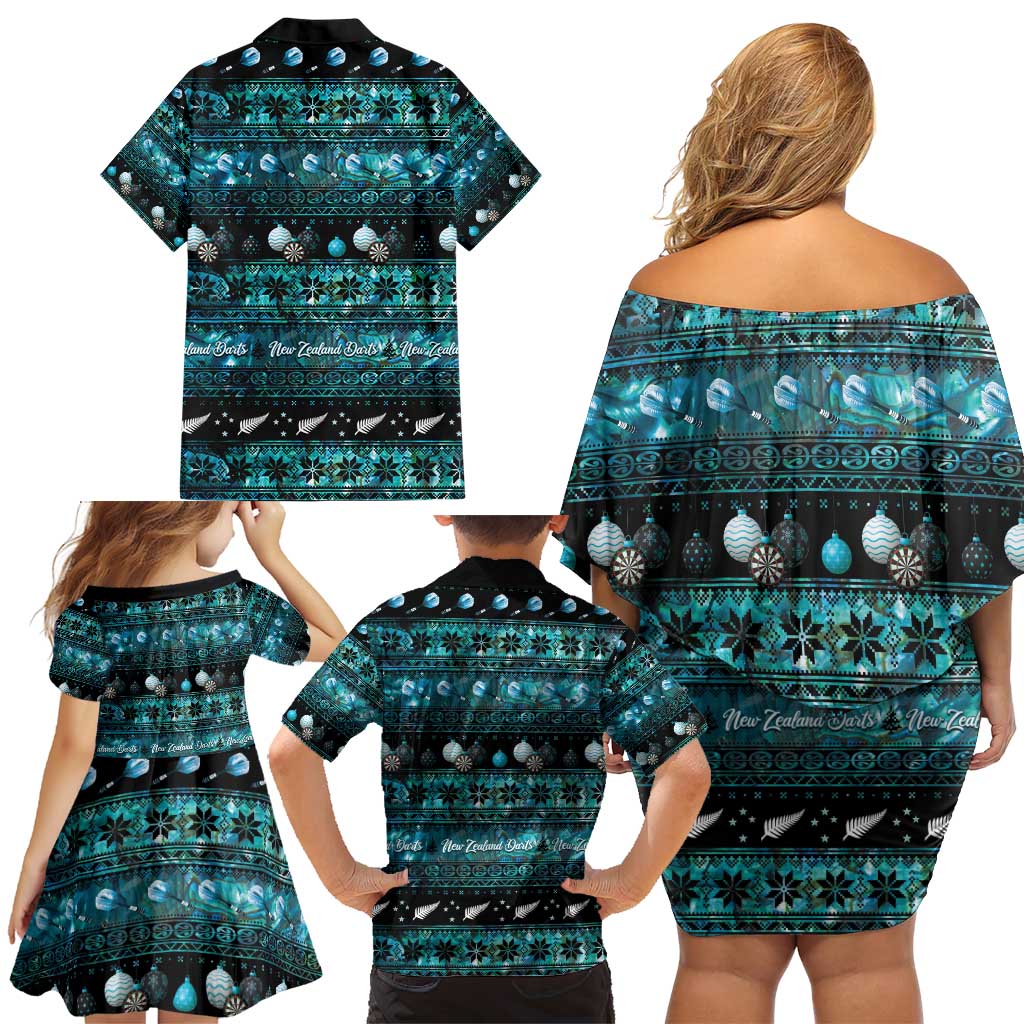 New Zealand Darts Christmas Family Matching Off Shoulder Short Dress and Hawaiian Shirt Merry Xmas Aotearoa Maori Paua Shell - Aussie Hoodie