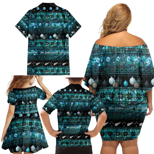 New Zealand Darts Christmas Family Matching Off Shoulder Short Dress and Hawaiian Shirt Merry Xmas Aotearoa Maori Paua Shell - Aussie Hoodie
