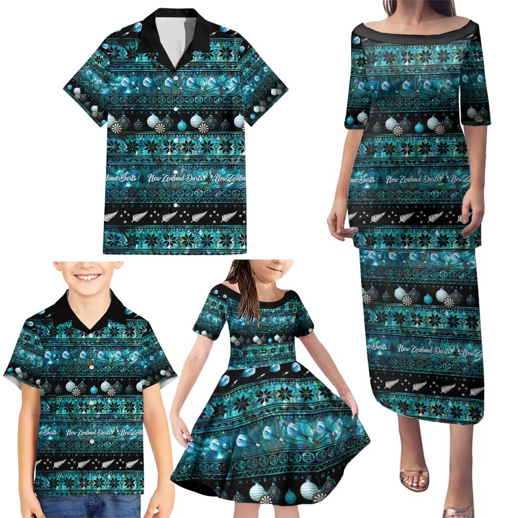 New Zealand Darts Christmas Family Matching Puletasi and Hawaiian Shirt Merry Xmas Aotearoa Maori Paua Shell - Aussie Hoodie