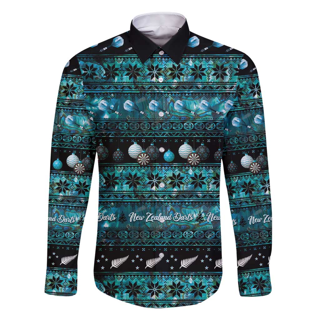 New Zealand Darts Christmas Family Matching Short Sleeve Bodycon Dress and Hawaiian Shirt Merry Xmas Aotearoa Maori Paua Shell - Aussie Hoodie