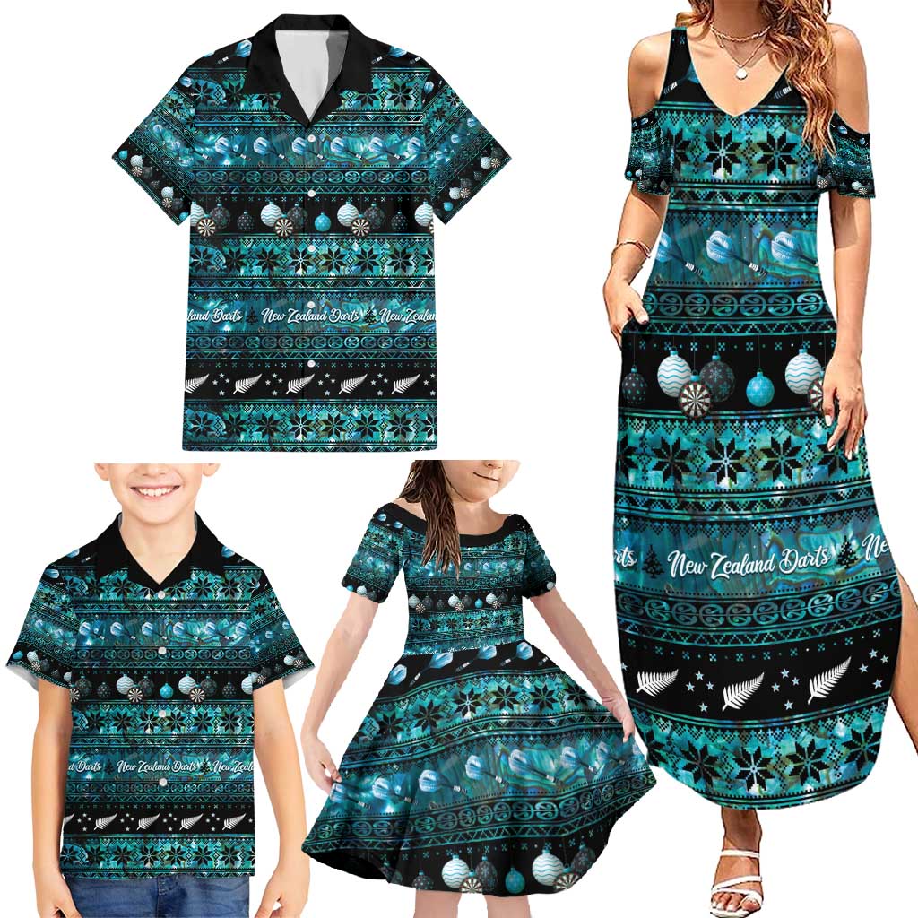 New Zealand Darts Christmas Family Matching Summer Maxi Dress and Hawaiian Shirt Merry Xmas Aotearoa Maori Paua Shell - Aussie Hoodie