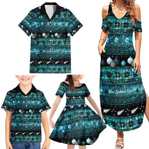 New Zealand Darts Christmas Family Matching Summer Maxi Dress and Hawaiian Shirt Merry Xmas Aotearoa Maori Paua Shell - Aussie Hoodie
