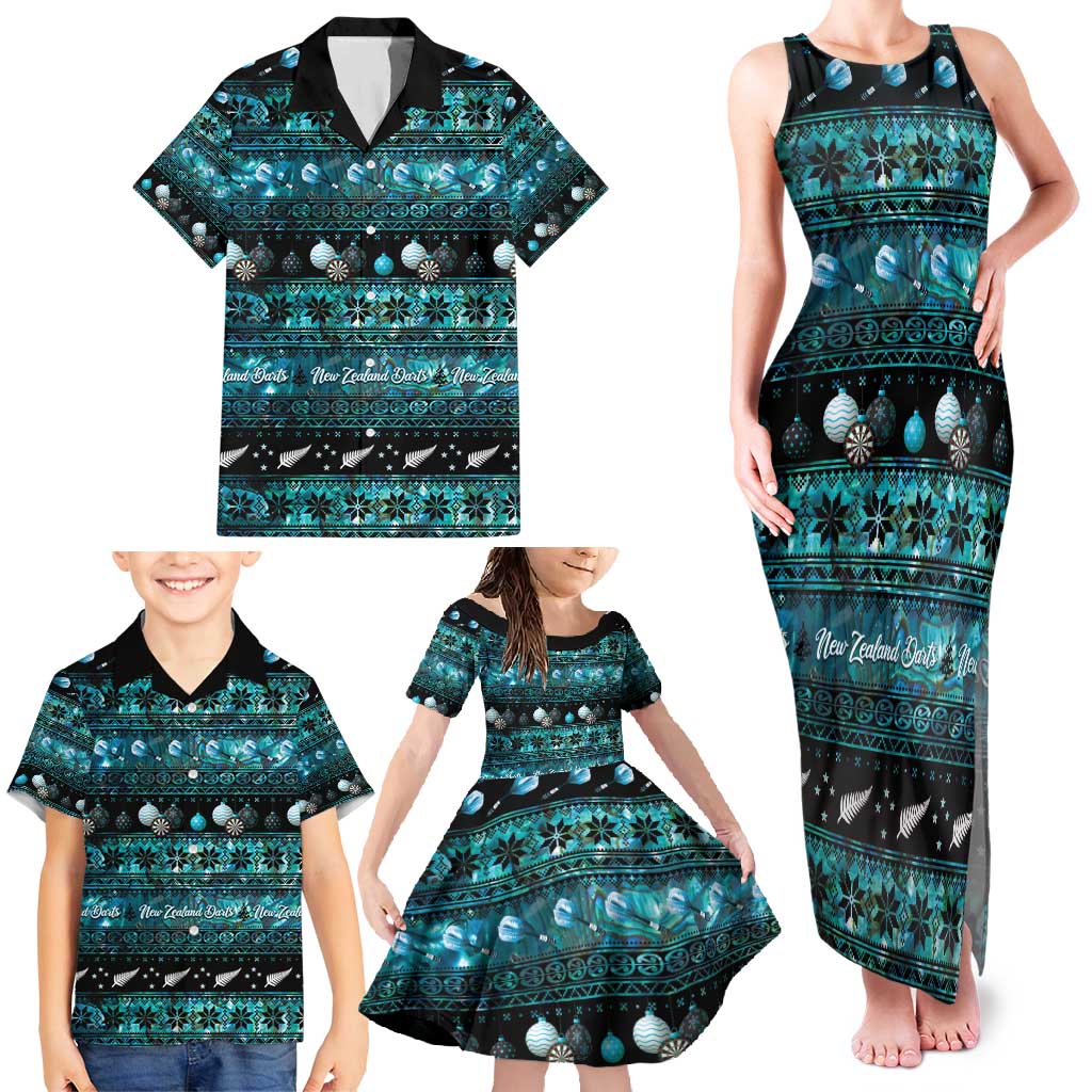 New Zealand Darts Christmas Family Matching Tank Maxi Dress and Hawaiian Shirt Merry Xmas Aotearoa Maori Paua Shell - Aussie Hoodie