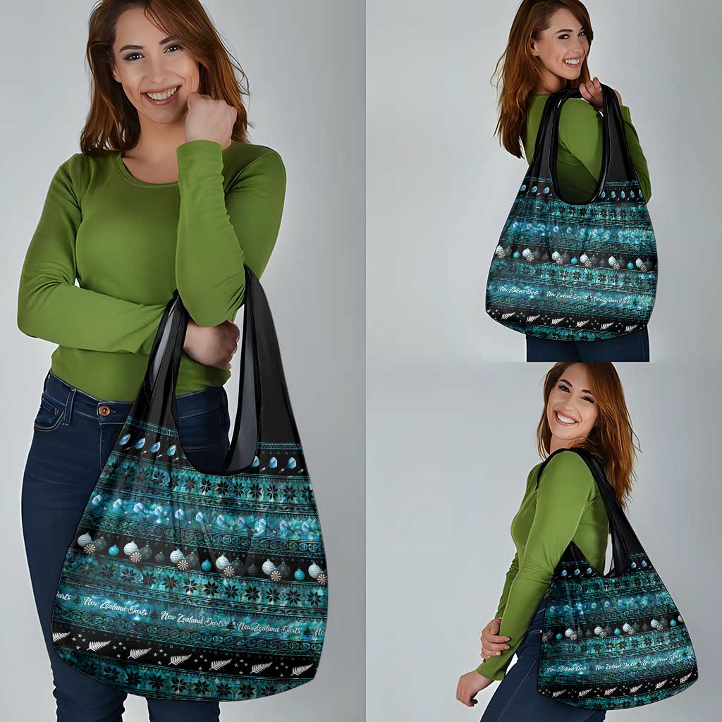New Zealand Darts Christmas Grocery Bag Merry Xmas Aotearoa Maori Paua Shell - Aussie Hoodie