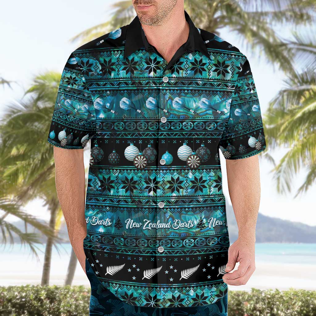 New Zealand Darts Christmas Hawaiian Shirt Merry Xmas Aotearoa Maori Paua Shell - Aussie Hoodie