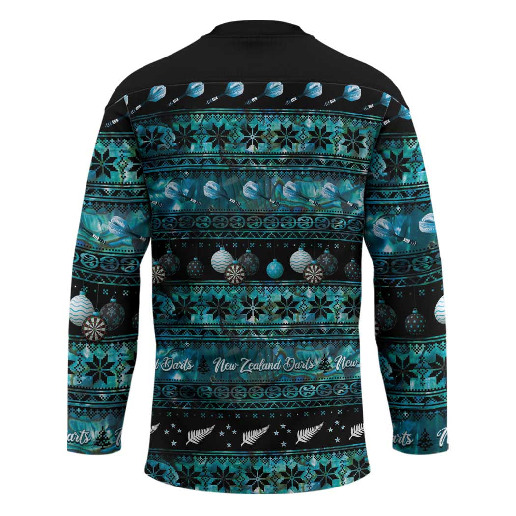 New Zealand Darts Christmas Hockey Jersey Merry Xmas Aotearoa Maori Paua Shell - Aussie Hoodie