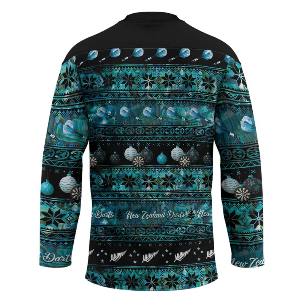 New Zealand Darts Christmas Hockey Jersey Merry Xmas Aotearoa Maori Paua Shell - Aussie Hoodie
