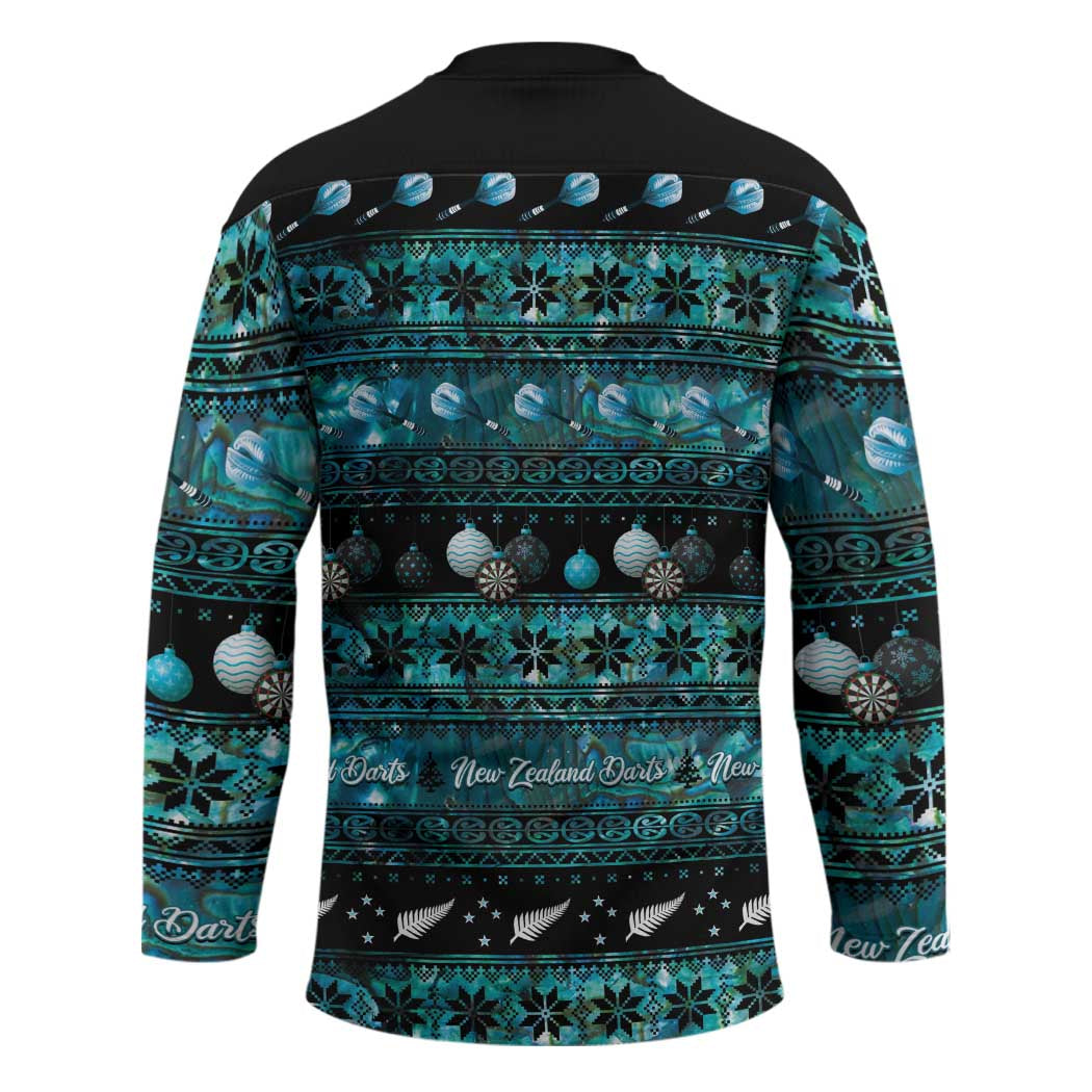 New Zealand Darts Christmas Hockey Jersey Merry Xmas Aotearoa Maori Paua Shell - Aussie Hoodie