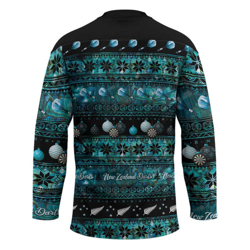 New Zealand Darts Christmas Hockey Jersey Merry Xmas Aotearoa Maori Paua Shell - Aussie Hoodie