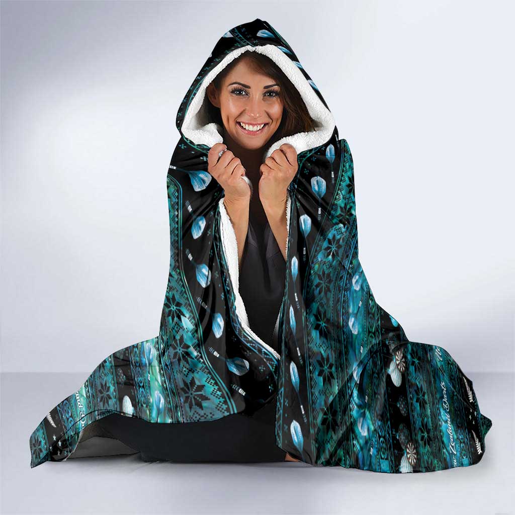 New Zealand Darts Christmas Hooded Blanket Merry Xmas Aotearoa Maori Paua Shell - Aussie Hoodie