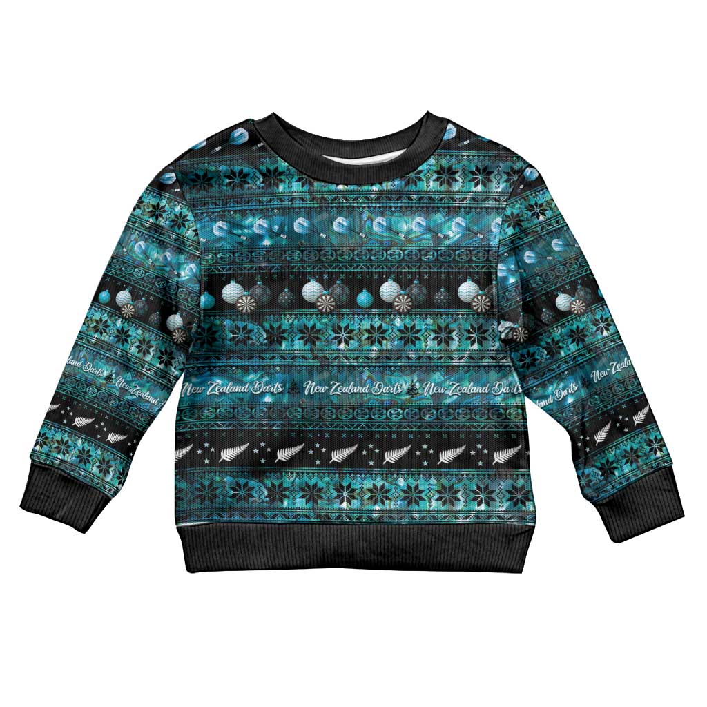 New Zealand Darts Christmas Kid Ugly Christmas Sweater Merry Xmas Aotearoa Maori Paua Shell - Aussie Hoodie