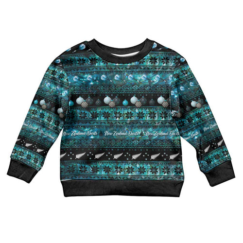 New Zealand Darts Christmas Kid Ugly Christmas Sweater Merry Xmas Aotearoa Maori Paua Shell - Aussie Hoodie