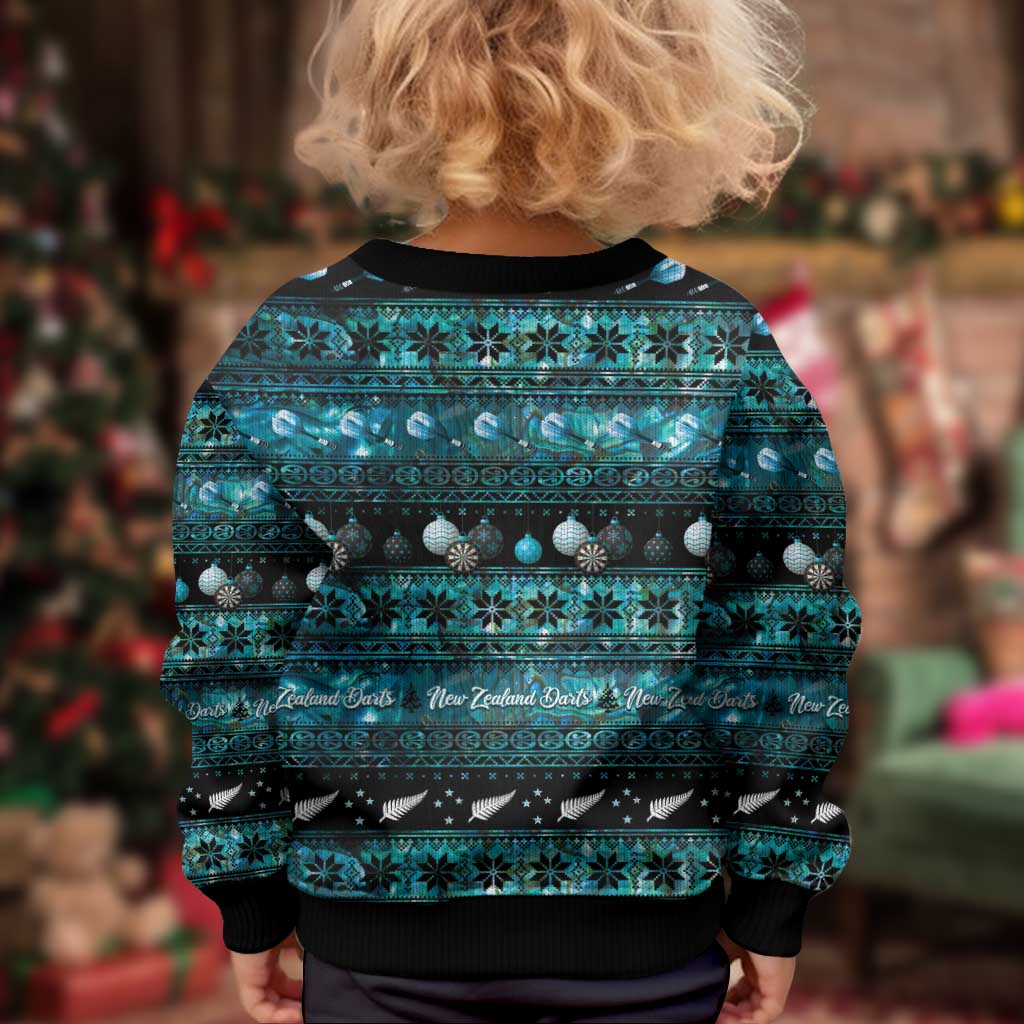 New Zealand Darts Christmas Kid Ugly Christmas Sweater Merry Xmas Aotearoa Maori Paua Shell - Aussie Hoodie