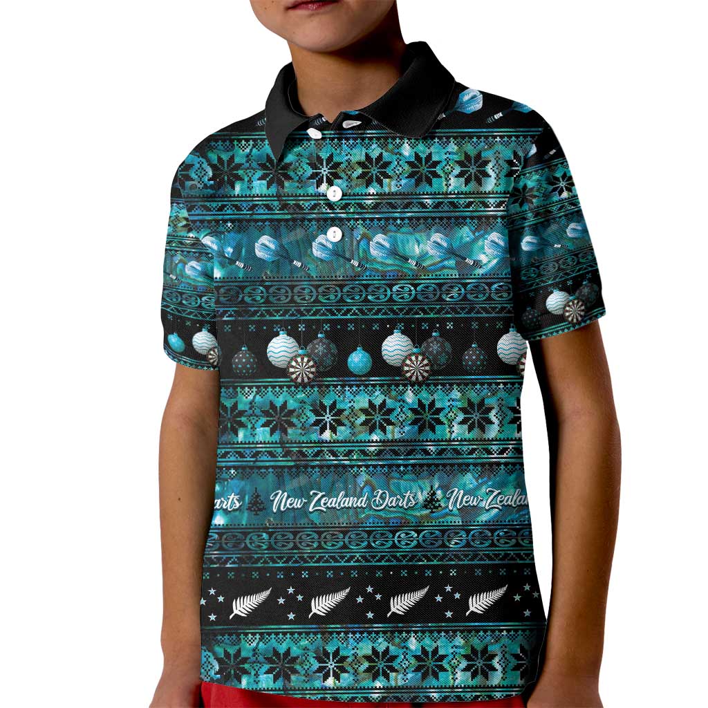 New Zealand Darts Christmas Kid Polo Shirt Merry Xmas Aotearoa Maori Paua Shell - Aussie Hoodie