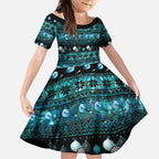 New Zealand Darts Christmas Kid Short Sleeve Dress Merry Xmas Aotearoa Maori Paua Shell - Aussie Hoodie