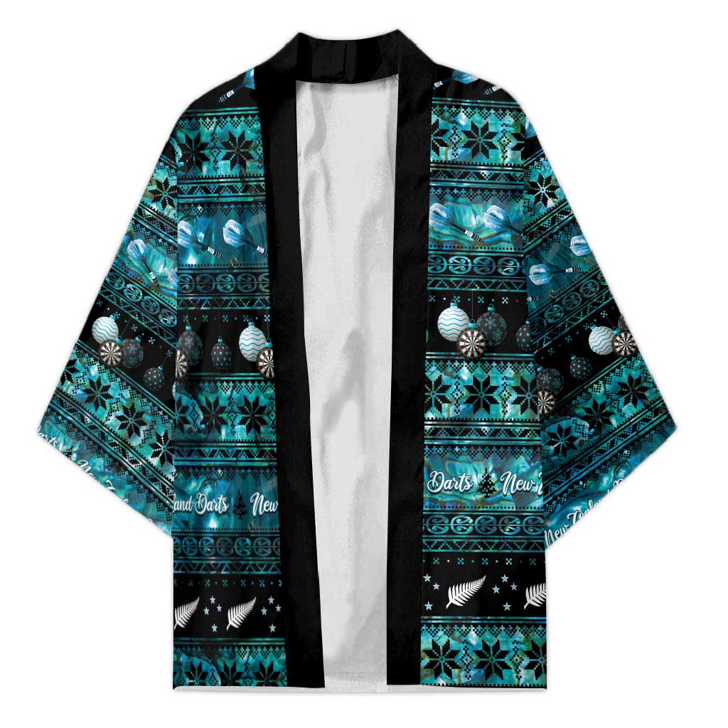 New Zealand Darts Christmas Kimono Merry Xmas Aotearoa Maori Paua Shell - Aussie Hoodie