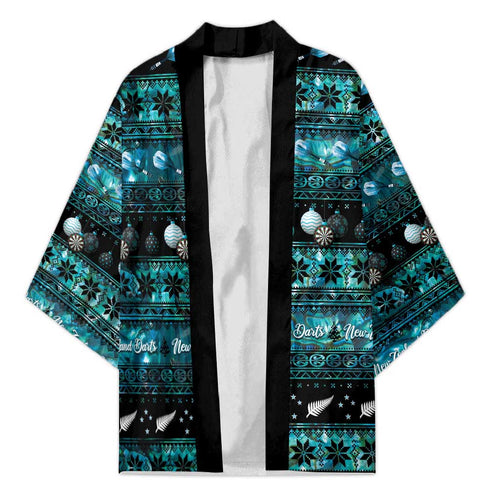 New Zealand Darts Christmas Kimono Merry Xmas Aotearoa Maori Paua Shell - Aussie Hoodie