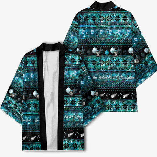 New Zealand Darts Christmas Kimono Merry Xmas Aotearoa Maori Paua Shell - Aussie Hoodie