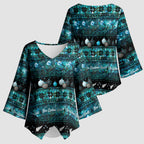 New Zealand Darts Christmas Kimono Sleeve Blouse Merry Xmas Aotearoa Maori Paua Shell - Aussie Hoodie