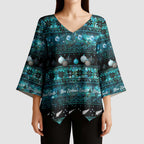 New Zealand Darts Christmas Kimono Sleeve Blouse Merry Xmas Aotearoa Maori Paua Shell - Aussie Hoodie