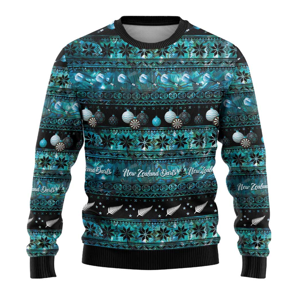 New Zealand Darts Christmas Ugly Christmas Sweater Merry Xmas Aotearoa Maori Paua Shell - Aussie Hoodie