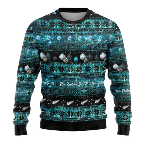 New Zealand Darts Christmas Ugly Christmas Sweater Merry Xmas Aotearoa Maori Paua Shell - Aussie Hoodie