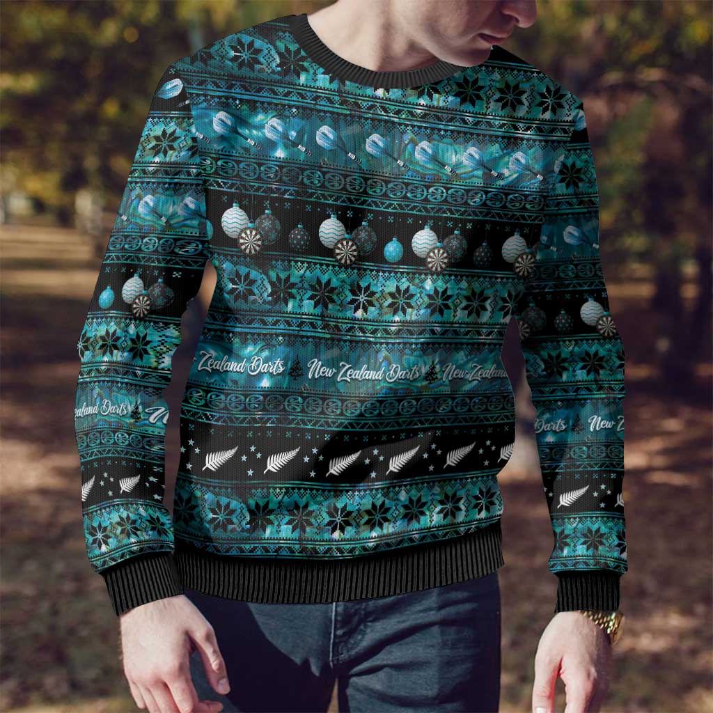 New Zealand Darts Christmas Ugly Christmas Sweater Merry Xmas Aotearoa Maori Paua Shell - Aussie Hoodie