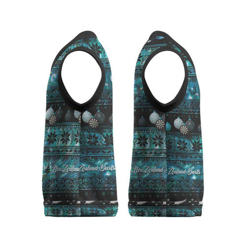 New Zealand Darts Christmas Knitted V-Neck Vest Merry Xmas Aotearoa Maori Paua Shell - Aussie Hoodie