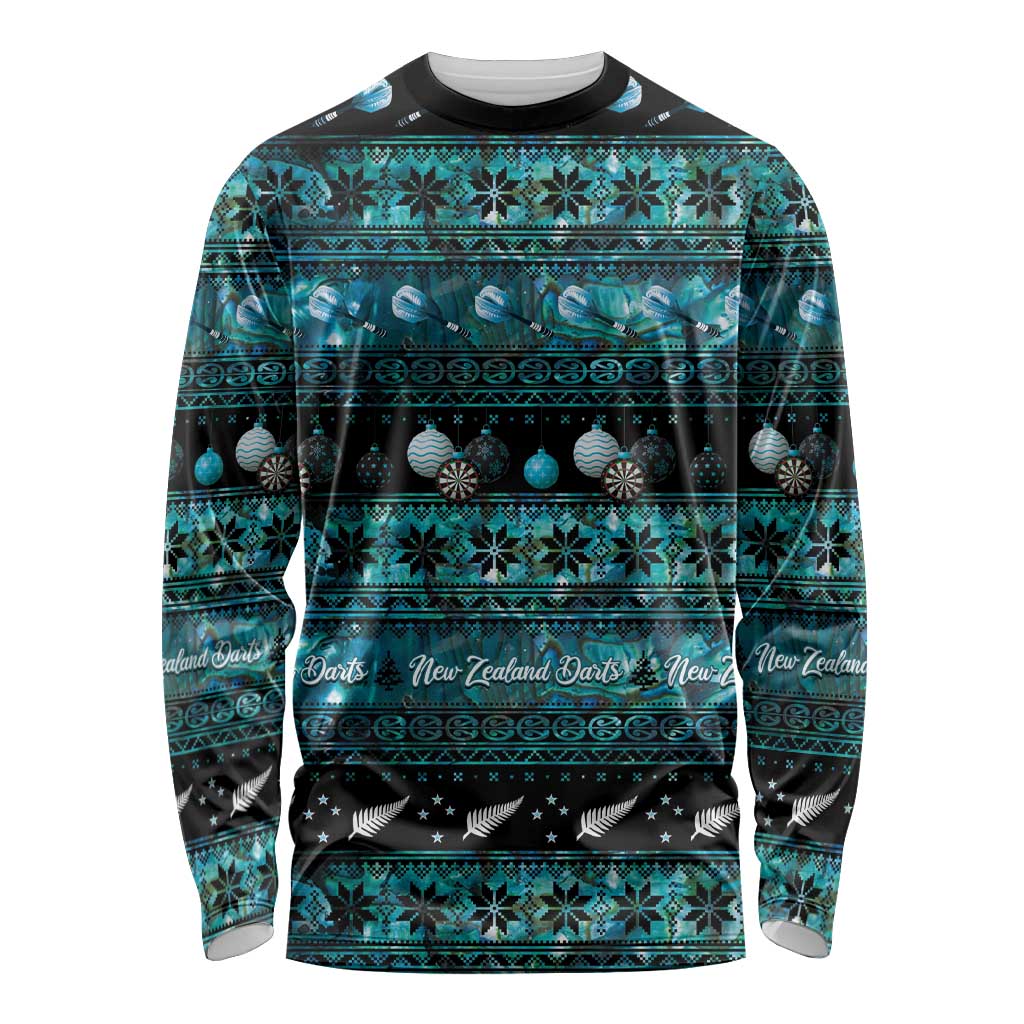 New Zealand Darts Christmas Long Sleeve Shirt Merry Xmas Aotearoa Maori Paua Shell - Aussie Hoodie