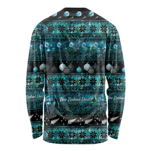 New Zealand Darts Christmas Long Sleeve Shirt Merry Xmas Aotearoa Maori Paua Shell - Aussie Hoodie