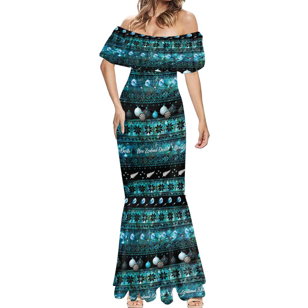 New Zealand Darts Christmas Mermaid Dress Merry Xmas Aotearoa Maori Paua Shell - Aussie Hoodie