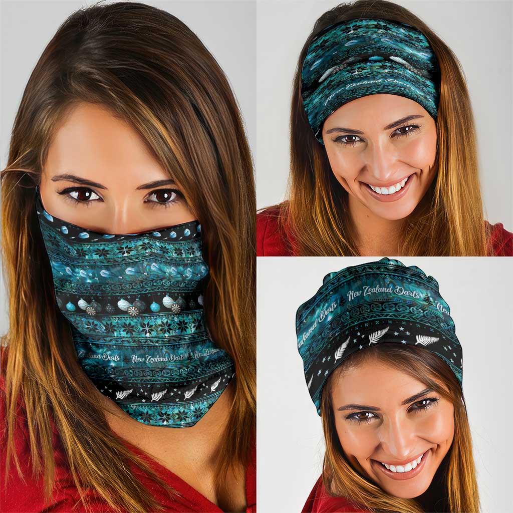 New Zealand Darts Christmas Neck Gaiter Merry Xmas Aotearoa Maori Paua Shell - Aussie Hoodie