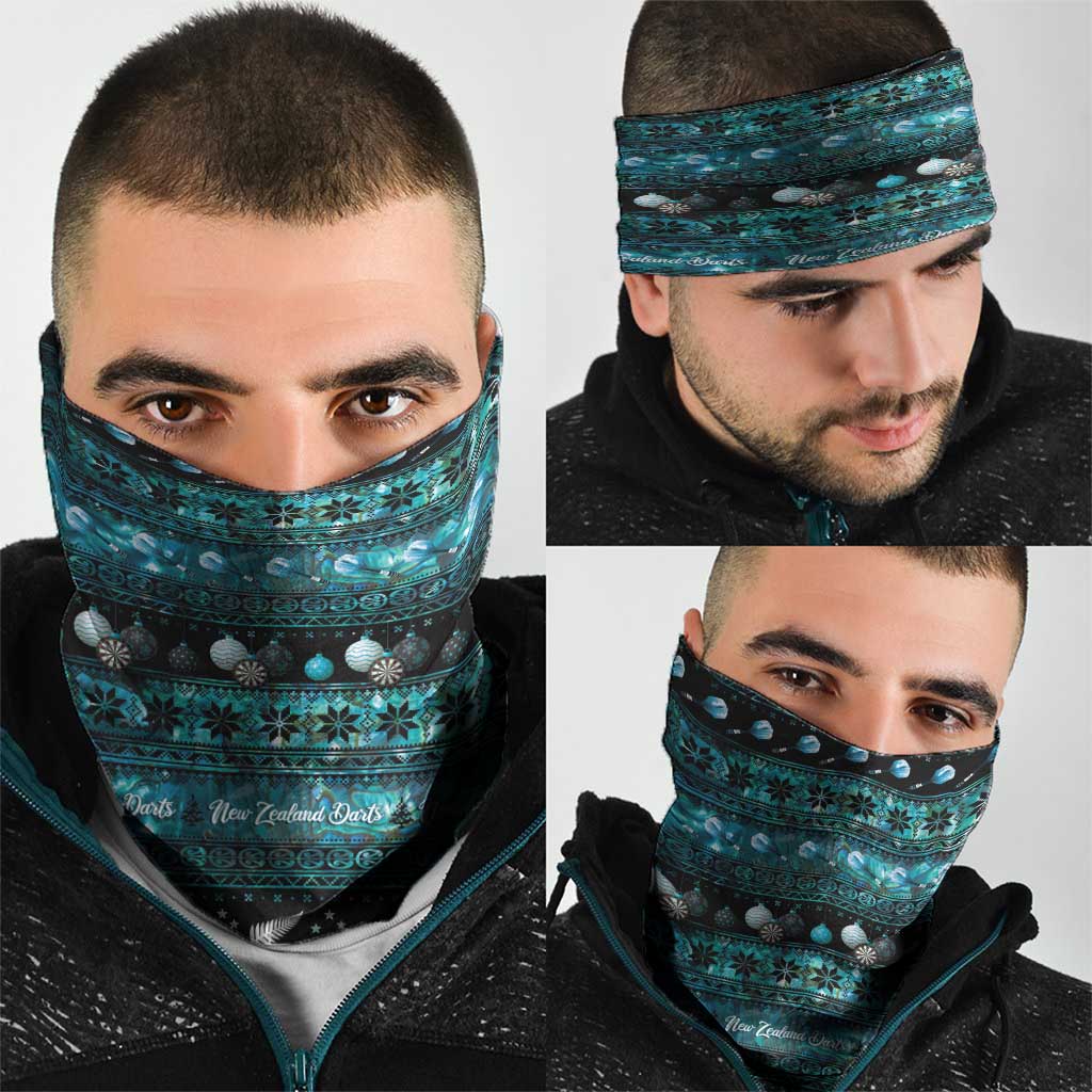 New Zealand Darts Christmas Neck Gaiter Merry Xmas Aotearoa Maori Paua Shell - Aussie Hoodie