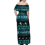 New Zealand Darts Christmas Off Shoulder Maxi Dress Merry Xmas Aotearoa Maori Paua Shell - Aussie Hoodie