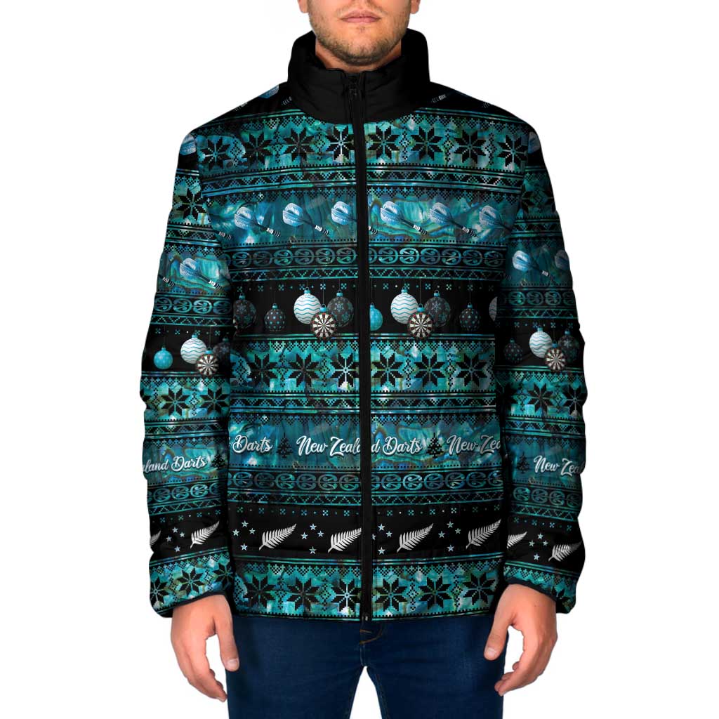 New Zealand Darts Christmas Padded Jacket Merry Xmas Aotearoa Maori Paua Shell - Aussie Hoodie