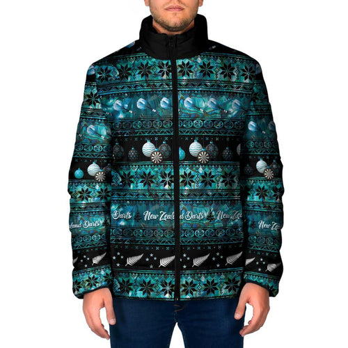 New Zealand Darts Christmas Padded Jacket Merry Xmas Aotearoa Maori Paua Shell - Aussie Hoodie