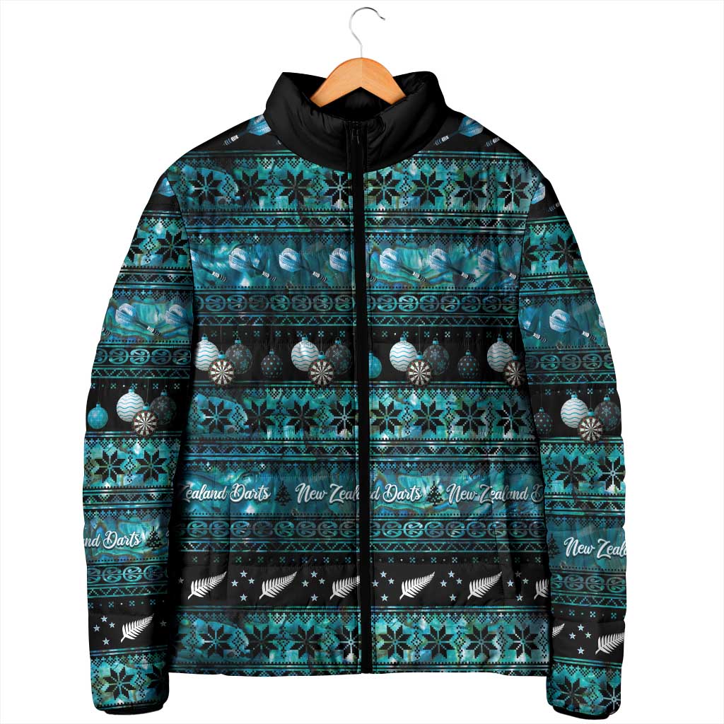 New Zealand Darts Christmas Padded Jacket Merry Xmas Aotearoa Maori Paua Shell - Aussie Hoodie