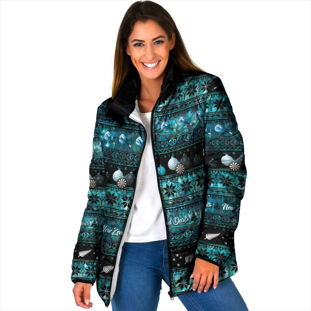 New Zealand Darts Christmas Padded Jacket Merry Xmas Aotearoa Maori Paua Shell - Aussie Hoodie