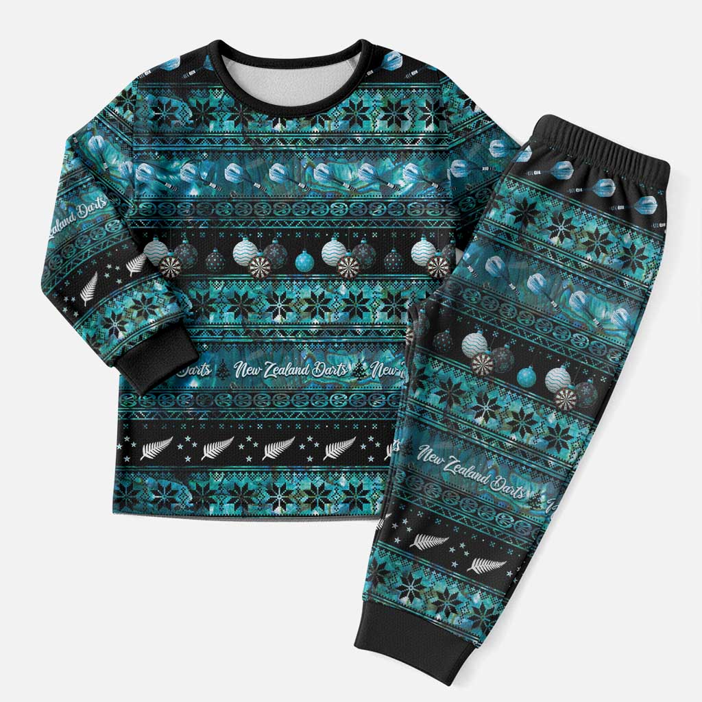 New Zealand Darts Christmas Pajama Set Merry Xmas Aotearoa Maori Paua Shell - Aussie Hoodie
