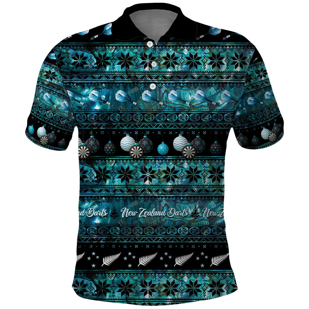 New Zealand Darts Christmas Polo Shirt Merry Xmas Aotearoa Maori Paua Shell - Aussie Hoodie