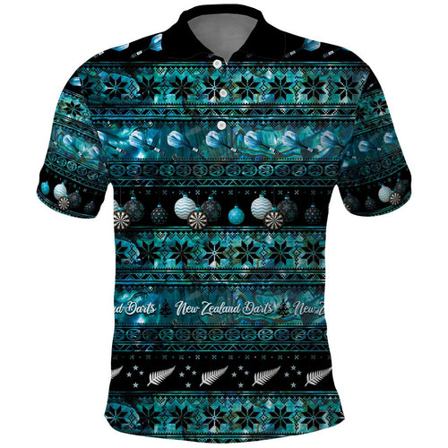 New Zealand Darts Christmas Polo Shirt Merry Xmas Aotearoa Maori Paua Shell - Aussie Hoodie