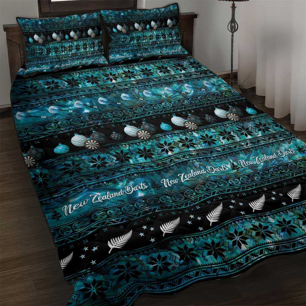 New Zealand Darts Christmas Quilt Bed Set Merry Xmas Aotearoa Maori Paua Shell - Aussie Hoodie